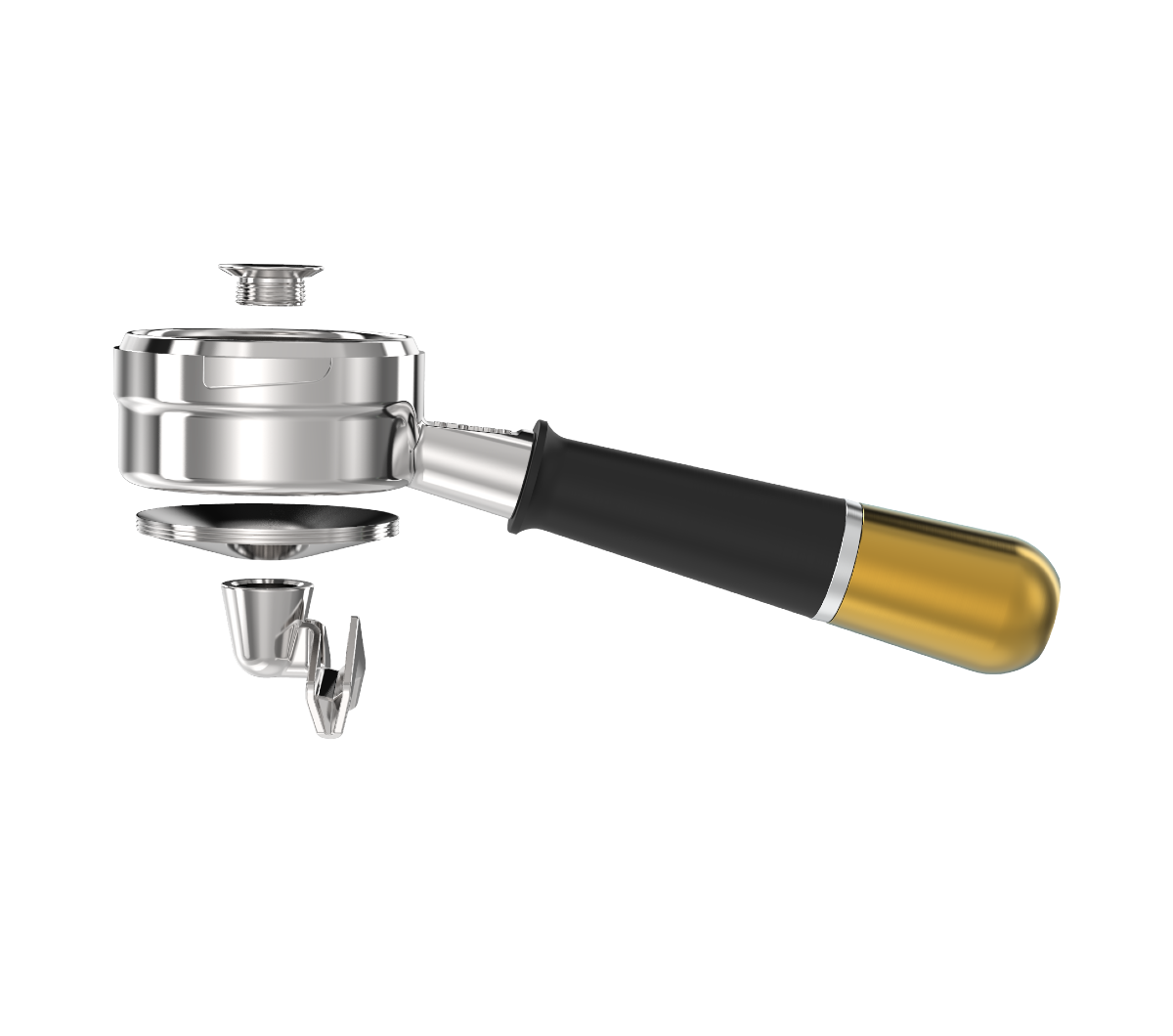 Hybrid Portafilter 58mm (LM / E61 - 6mm) - modular black/gold